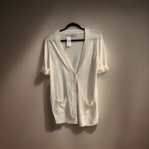 LOFT  Sweater   BEIGE Button Front  Cardigan SZ M oversized  NWT